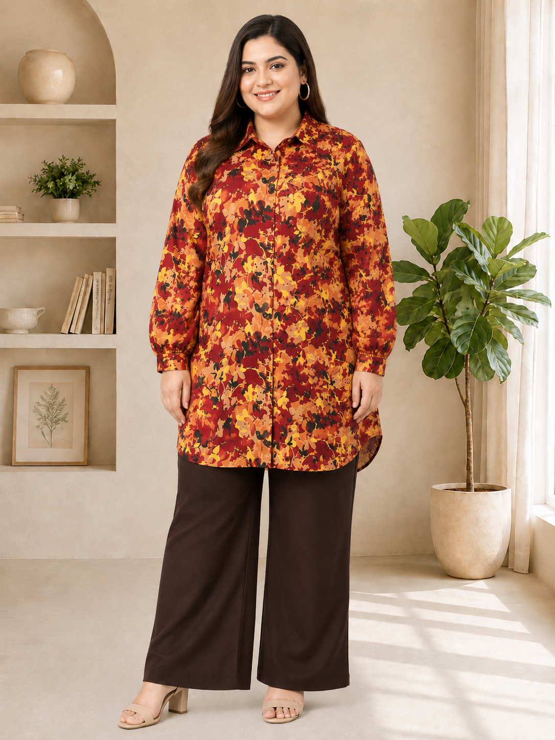 Plus Size Floral Print Tunic