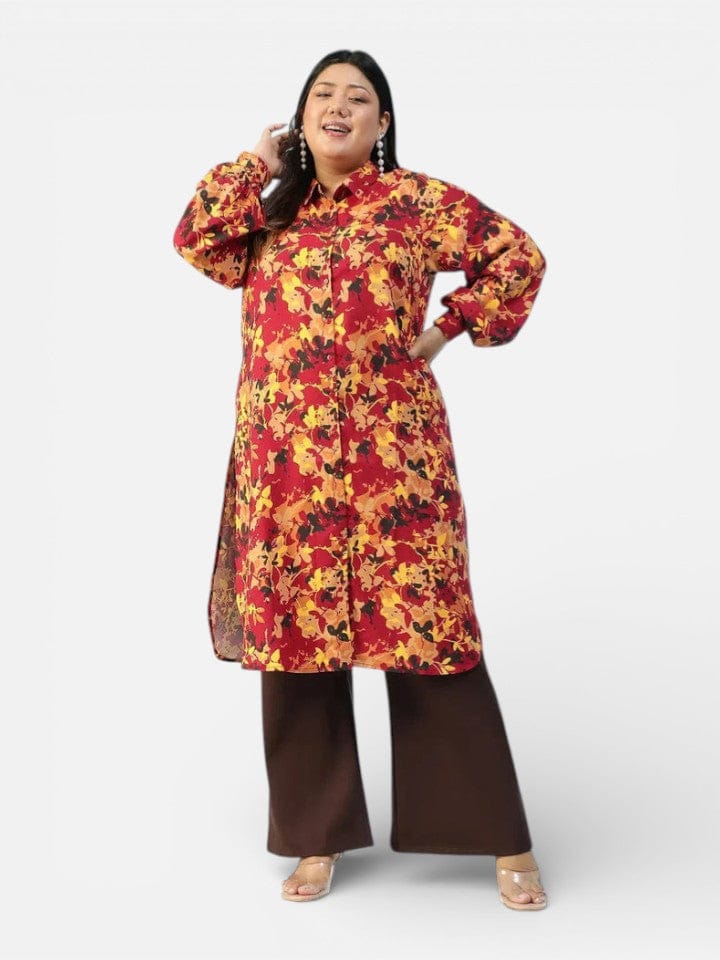 Plus Size Floral Print Tunic