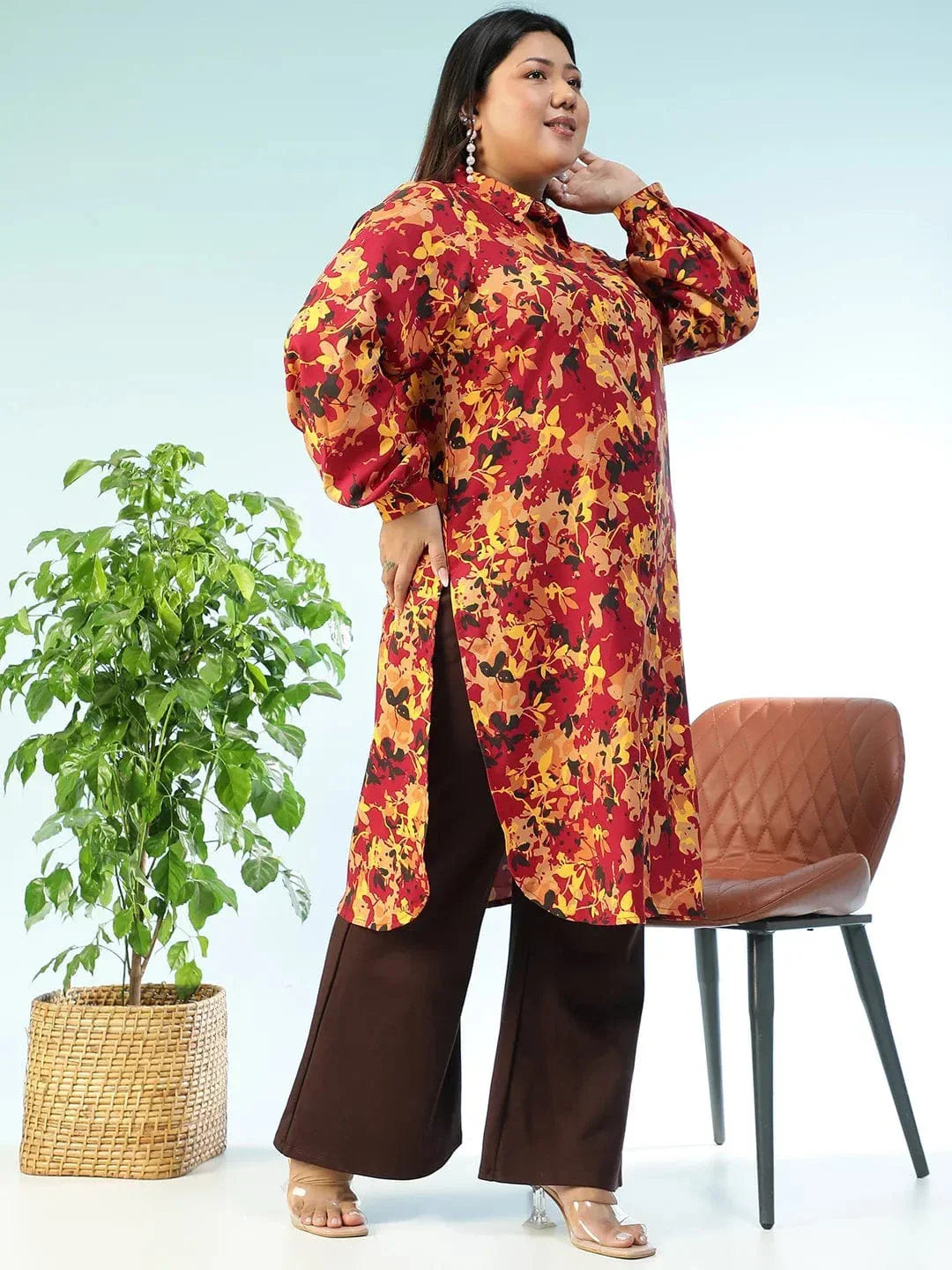 Plus Size Floral Print Tunic