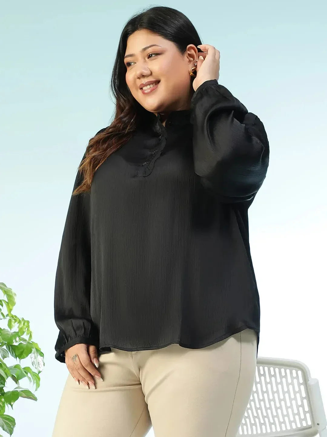 Plus Size Black Top