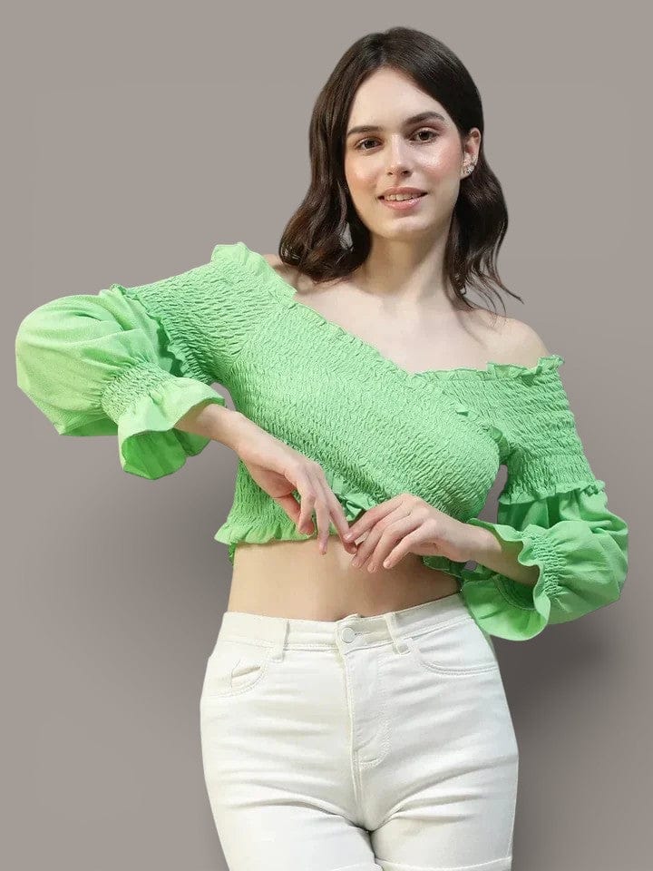 Women Green Crop Top