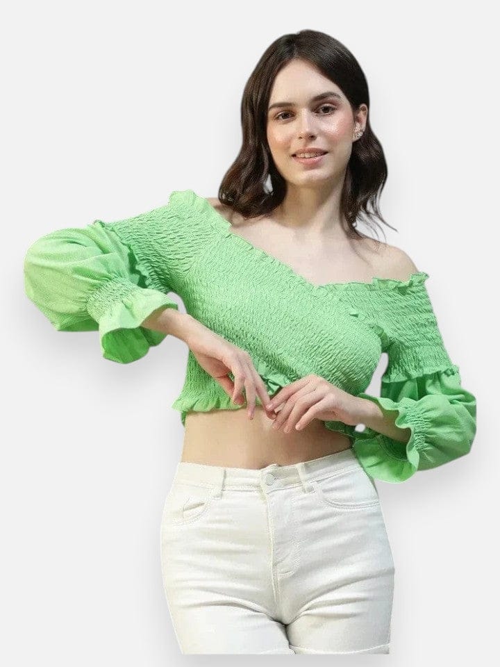 Women Green Crop Top