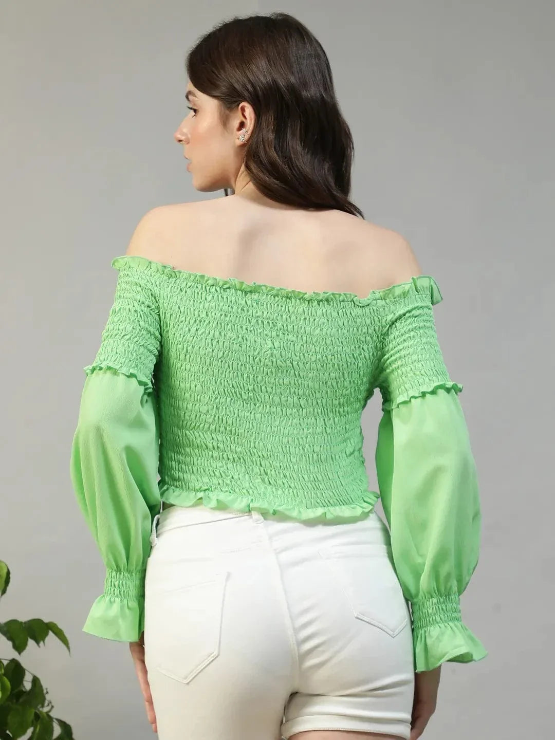 Women Green Crop Top