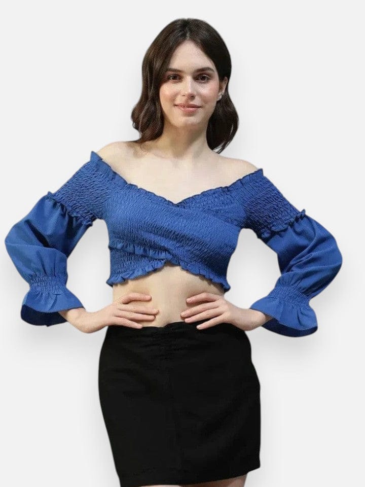 Women Blue Crop Top