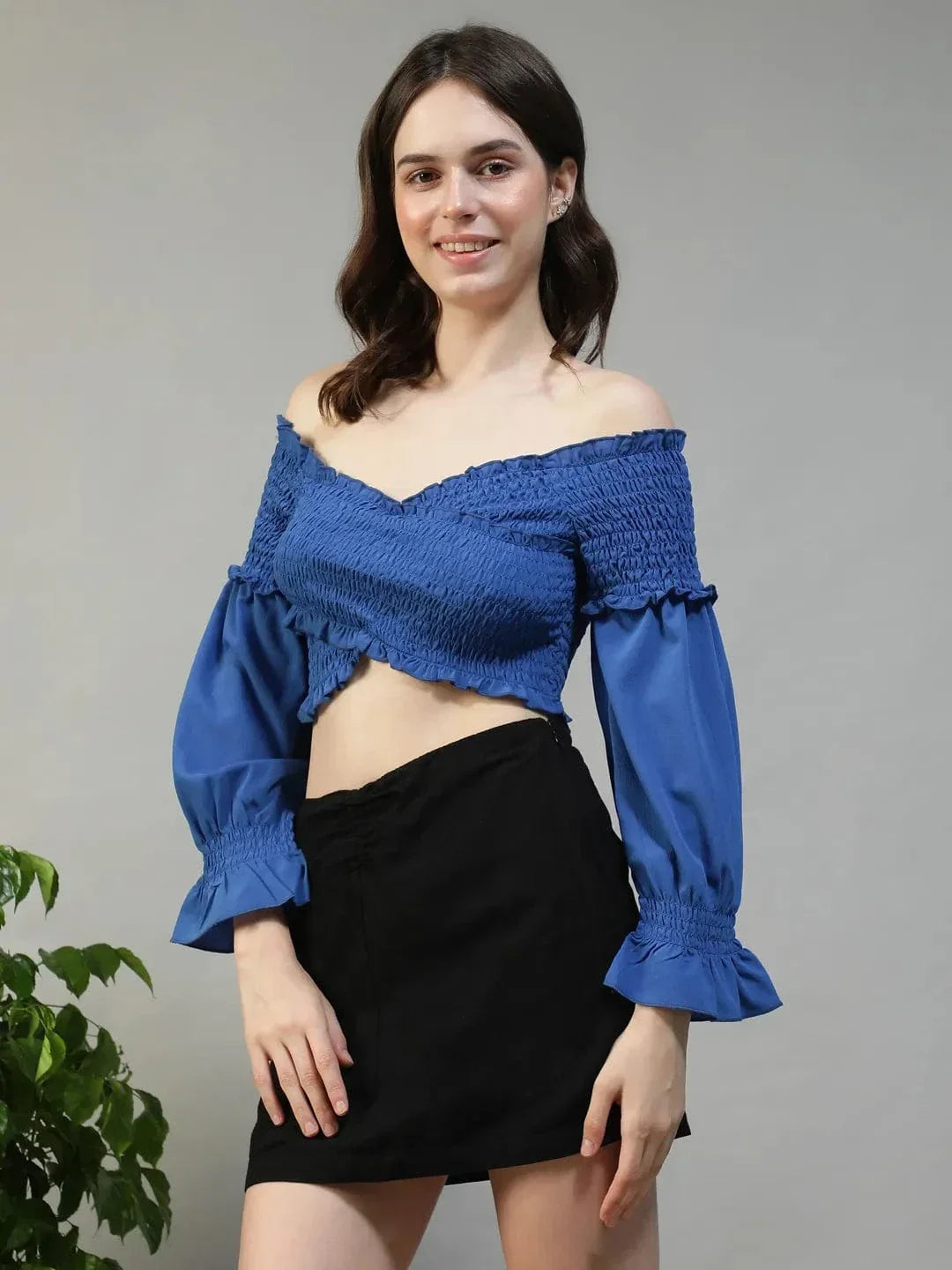 Women Blue Crop Top