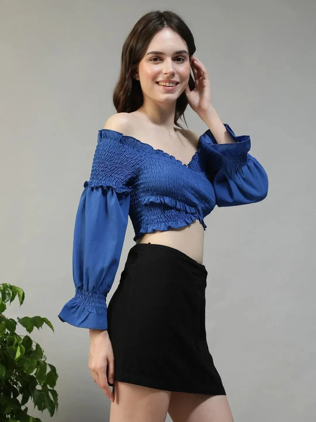 Women Blue Crop Top