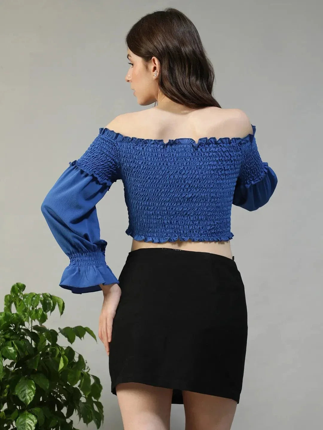 Women Blue Crop Top