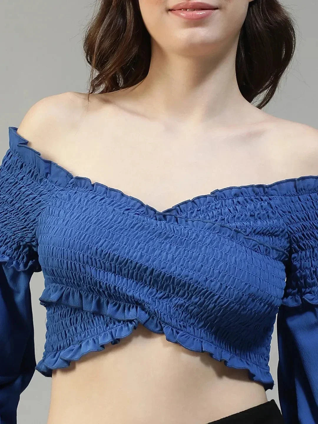 Women Blue Crop Top