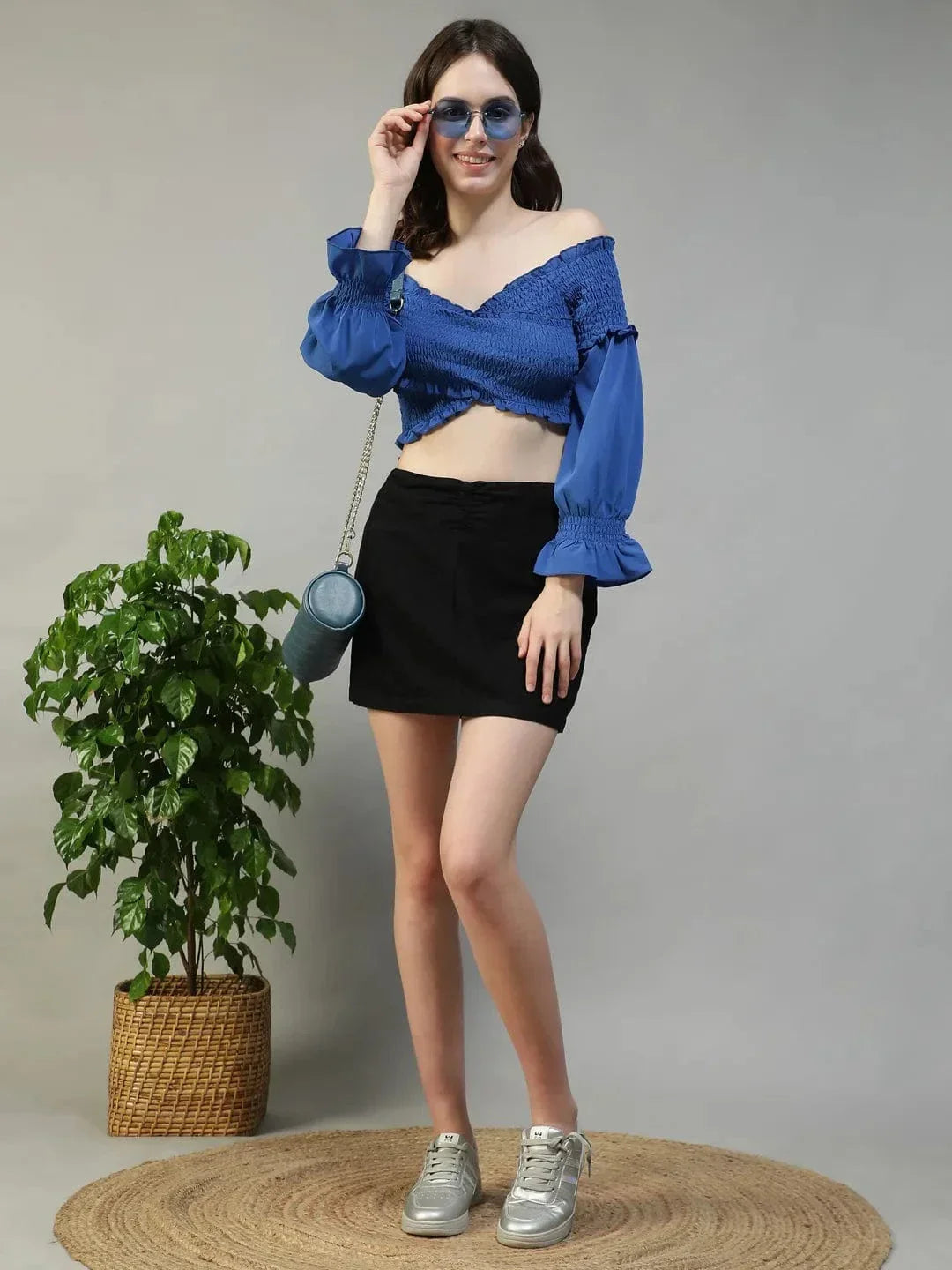 Women Blue Crop Top