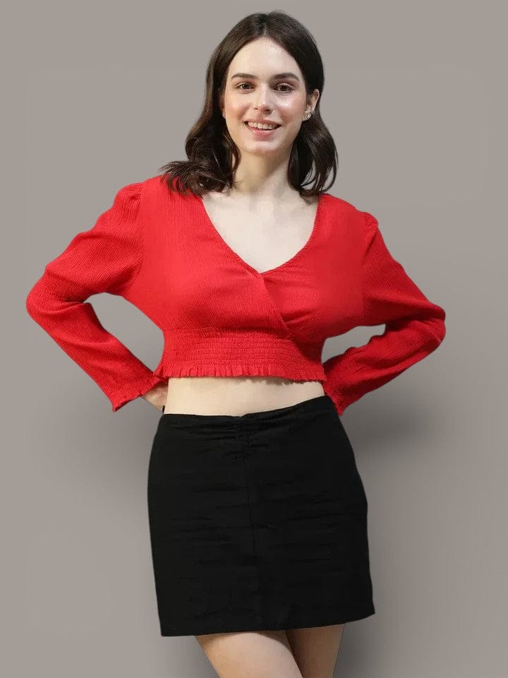 Red Cotton Crop Top
