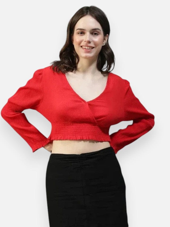 Red Cotton Crop Top