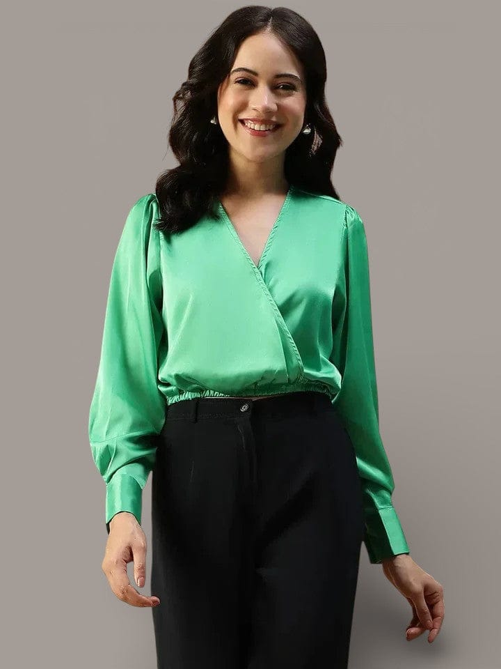 Women Green Crop Top