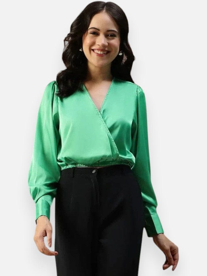 Women Green Crop Top