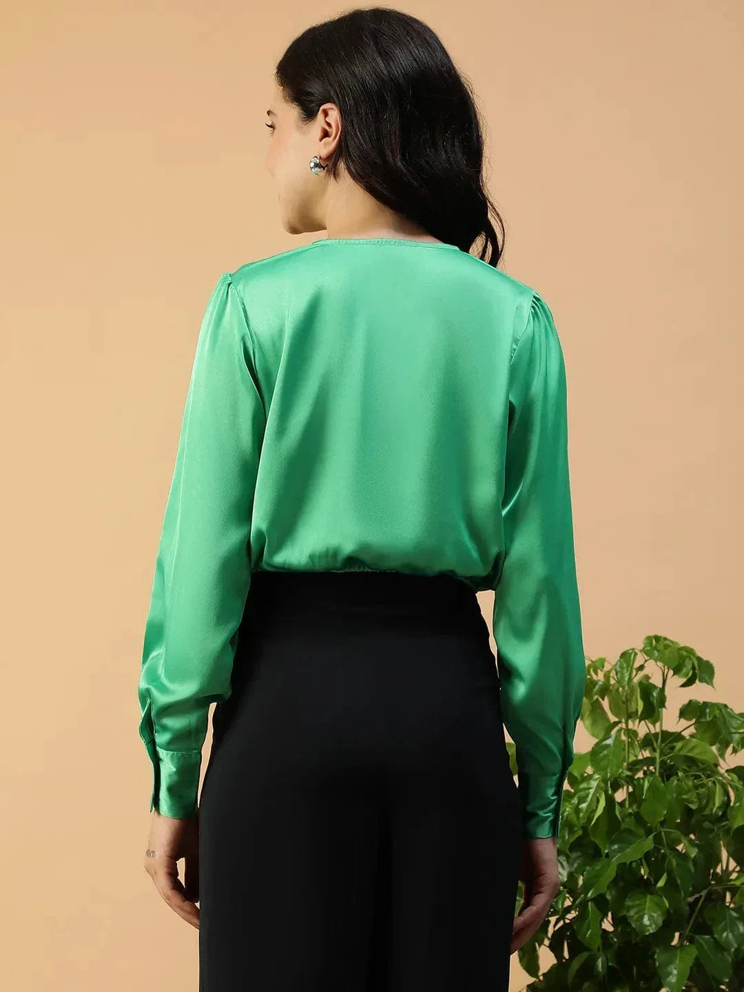 Women Green Crop Top