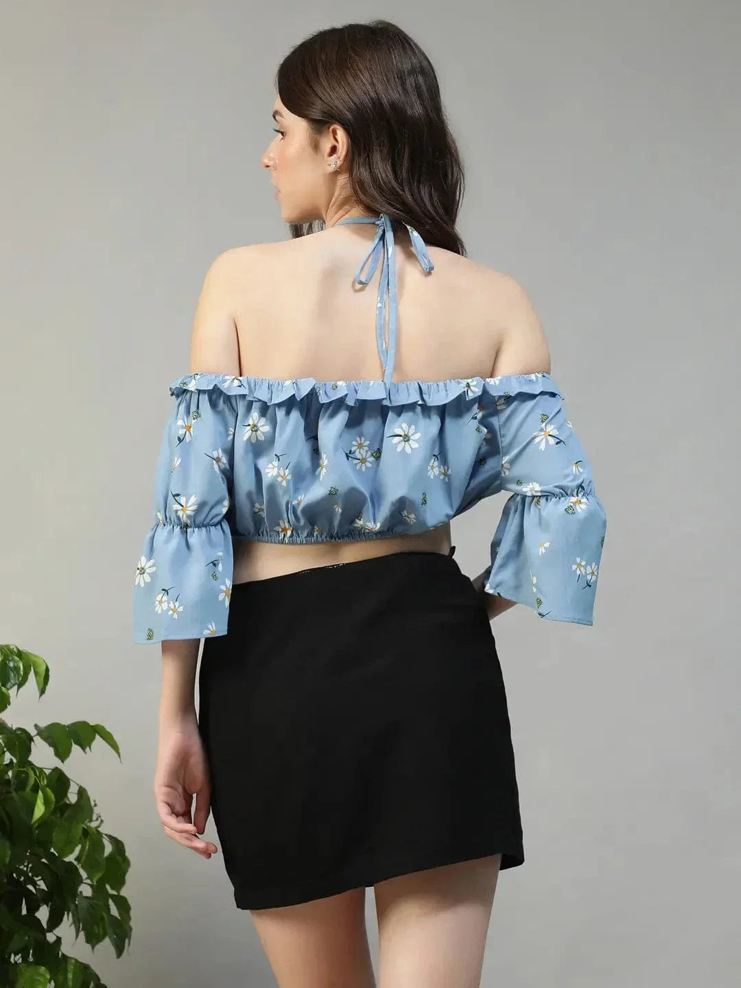 Blue Floral Crop Top