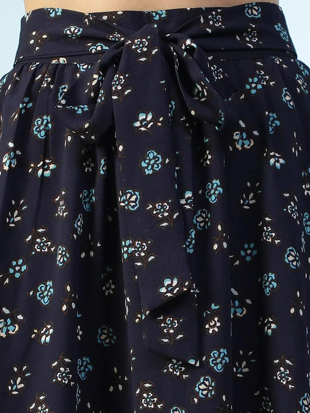 Blue Floral Print Skirt
