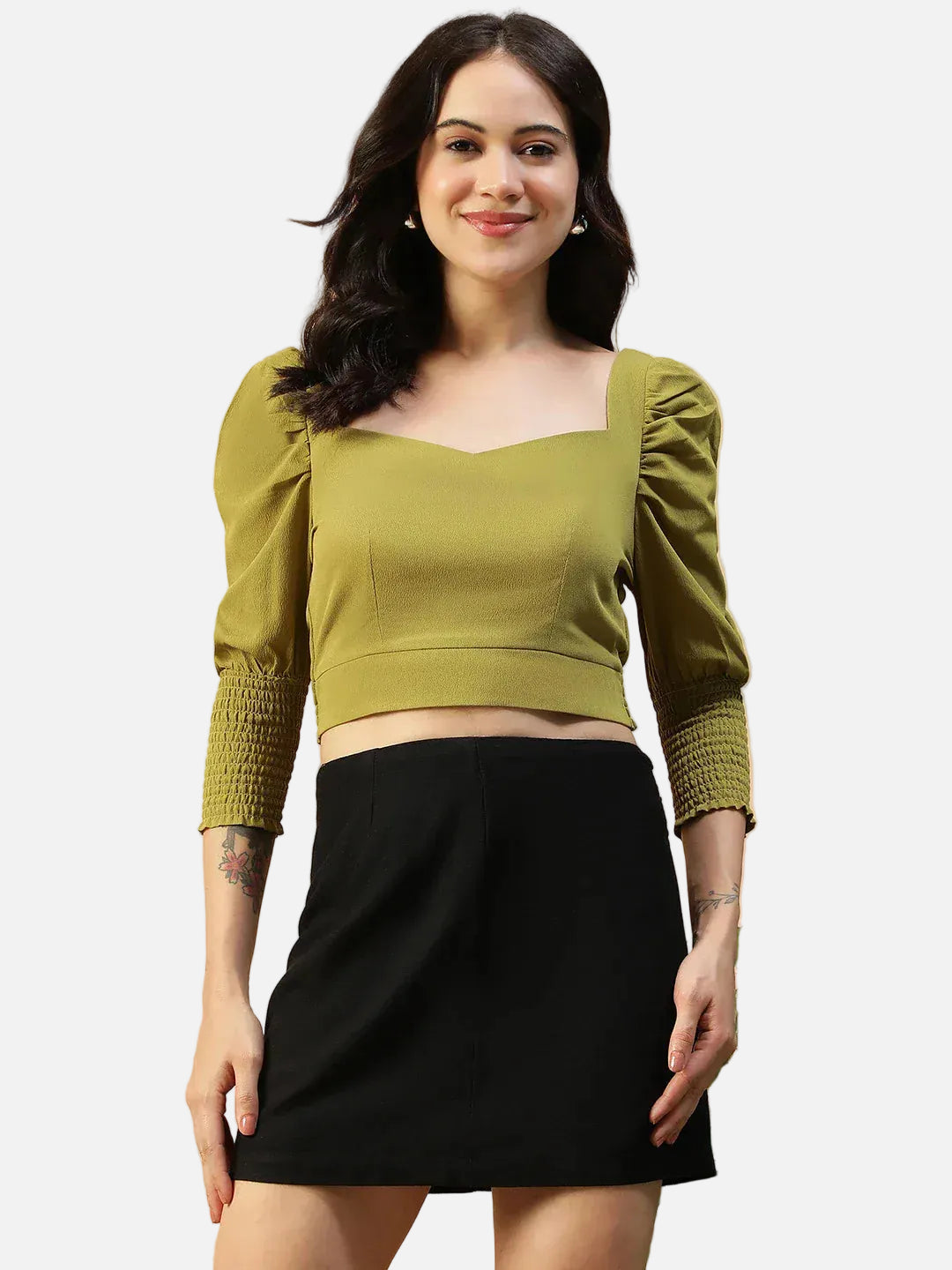Women Green Crop Top
