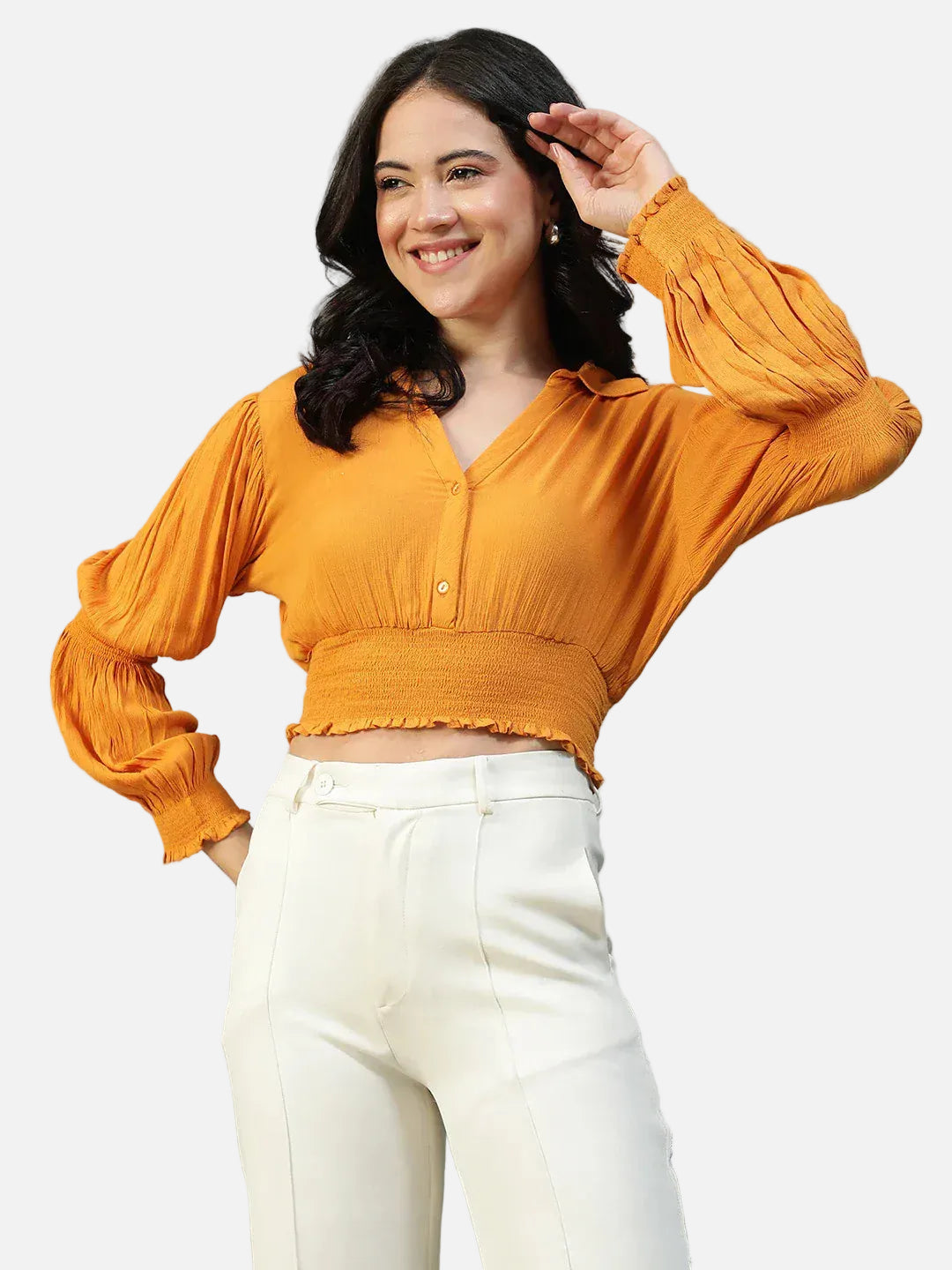 Women Yellow Crop Top