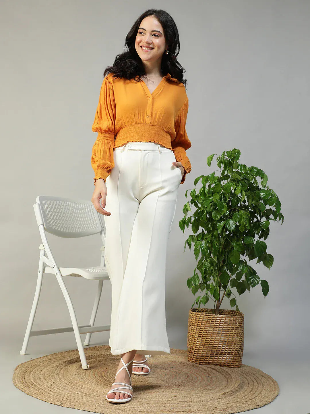 Women Yellow Crop Top