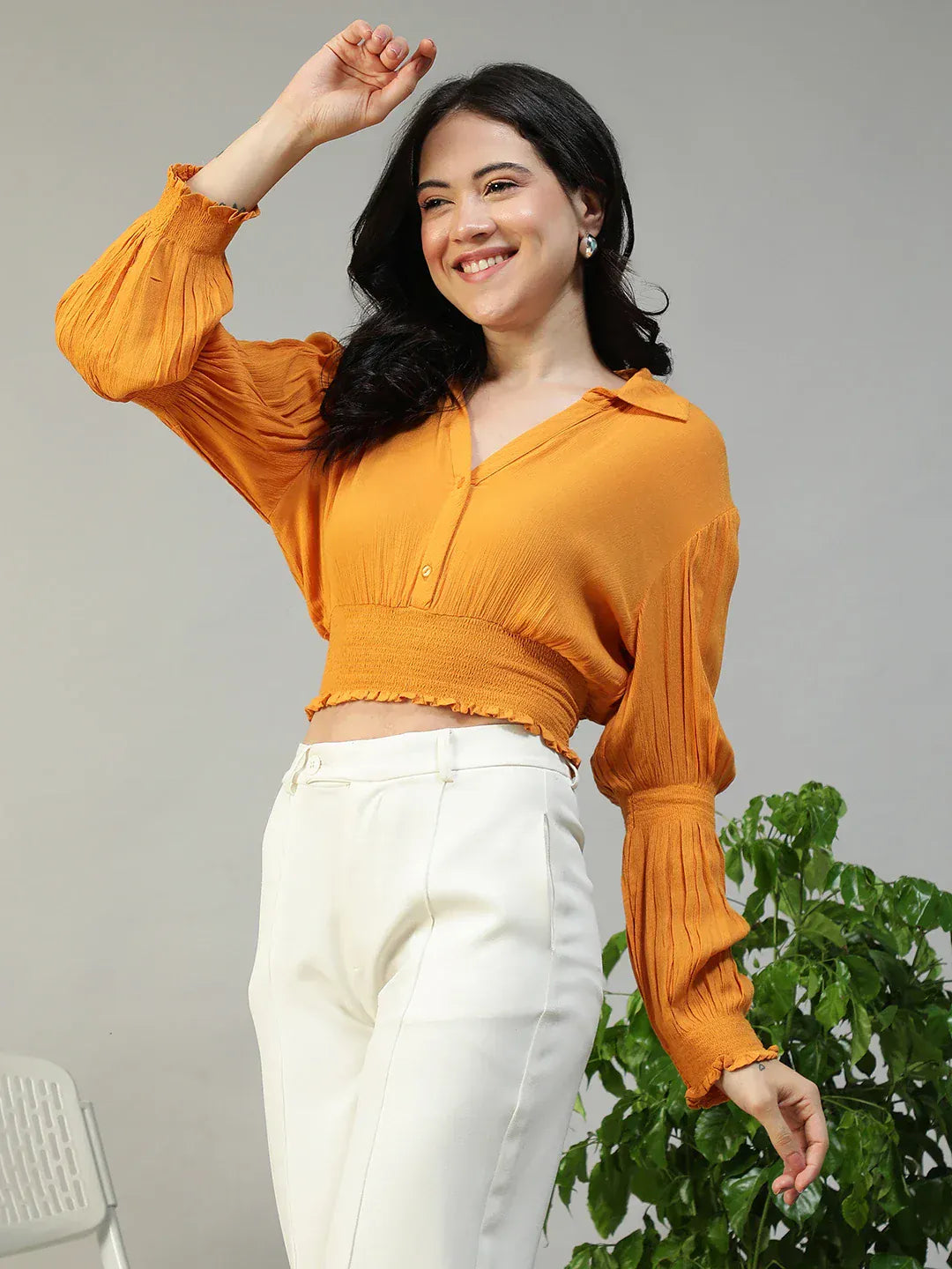Women Yellow Crop Top