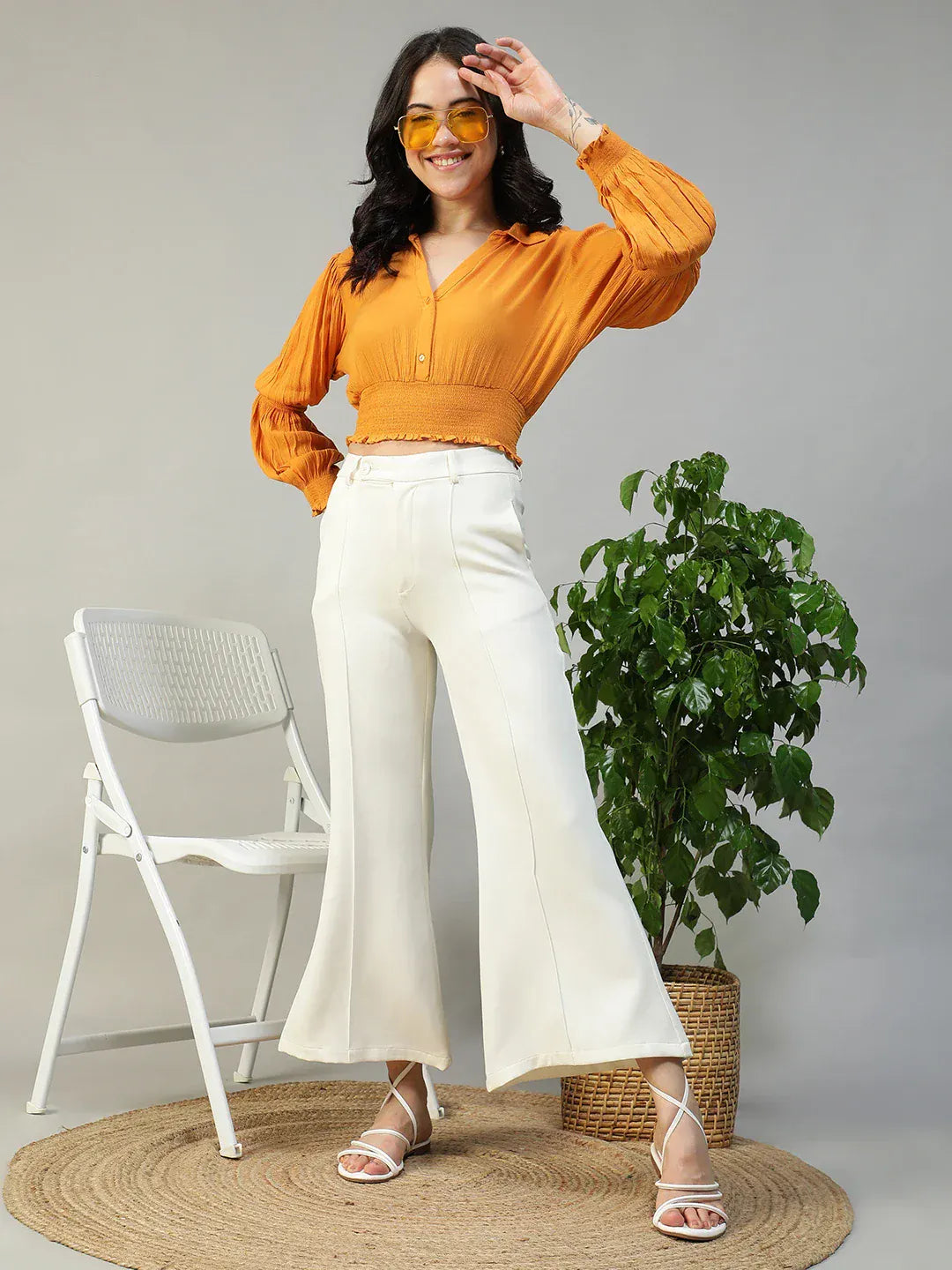 Women Yellow Crop Top