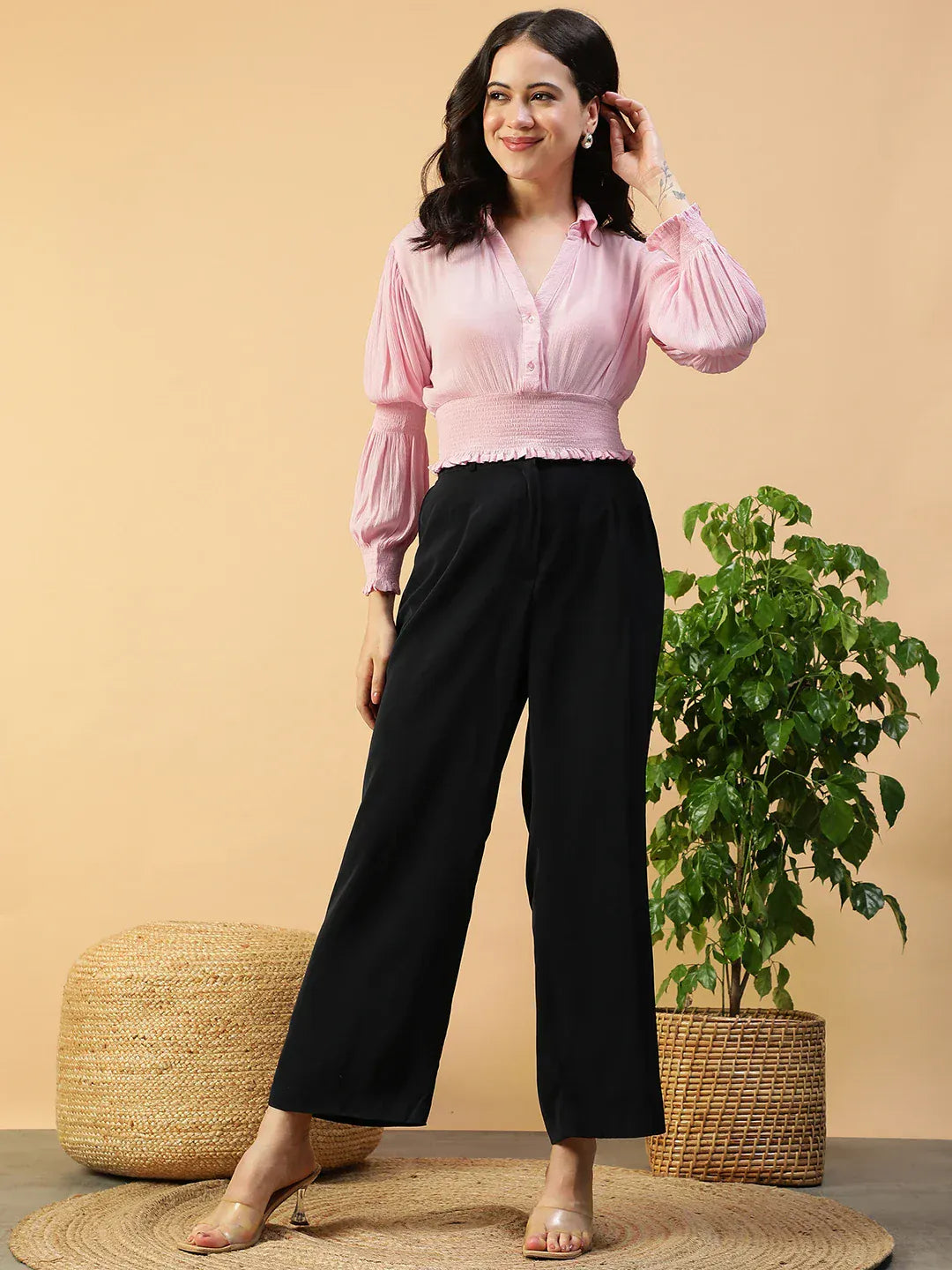 Women Pink Crop Top