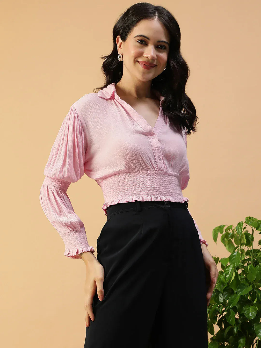 Women Pink Crop Top