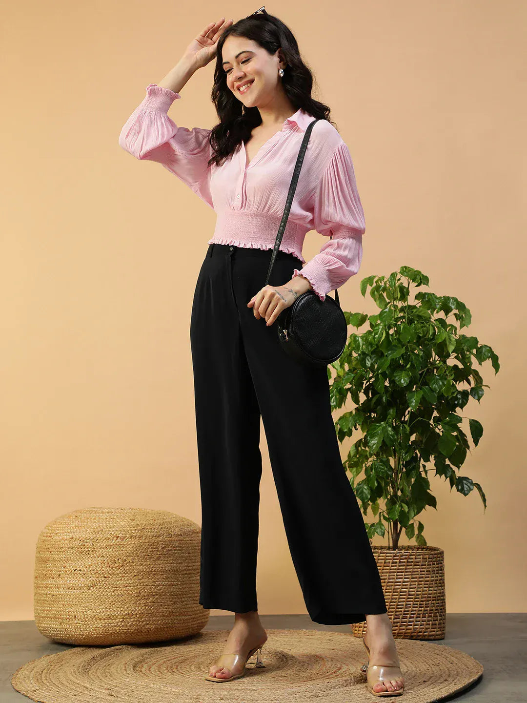 Women Pink Crop Top