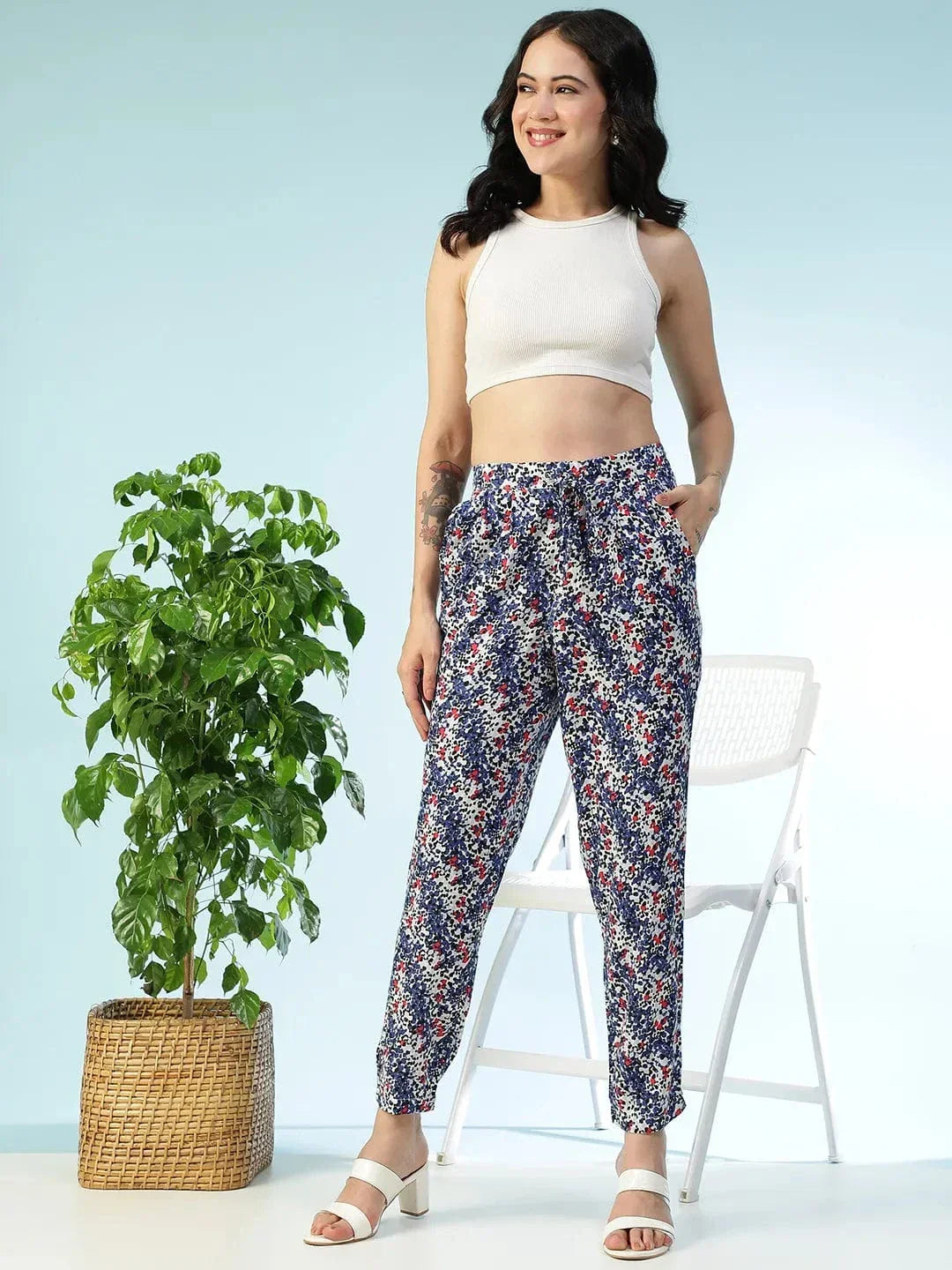 Multicolor Floral Print Pant