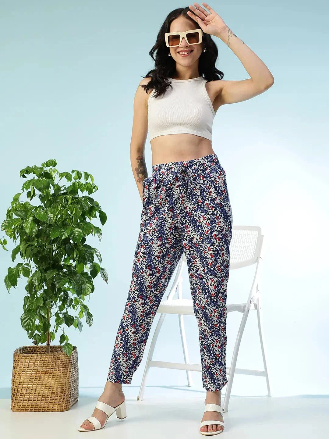 Multicolor Floral Print Pant