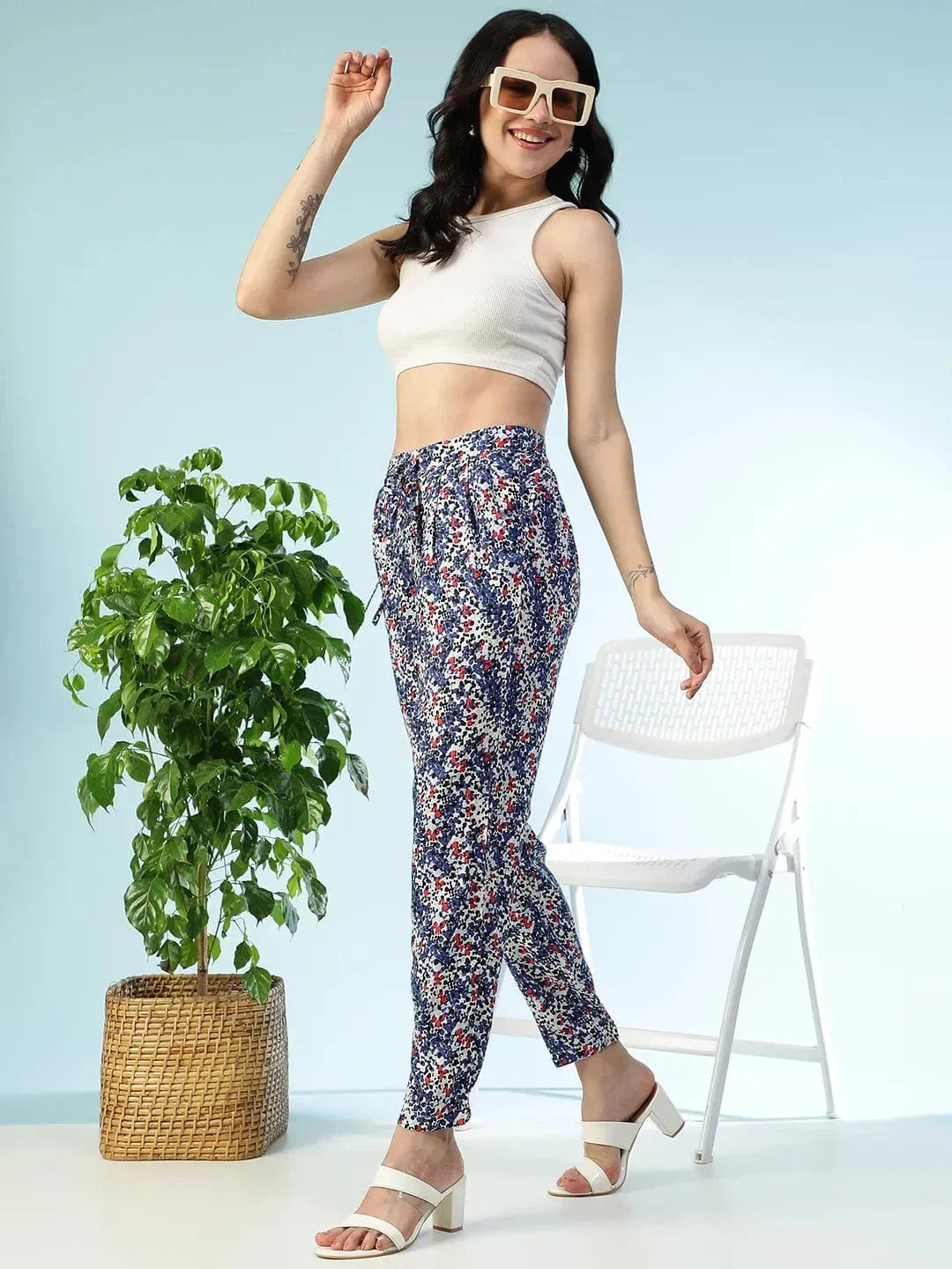 Multicolor Floral Print Pant