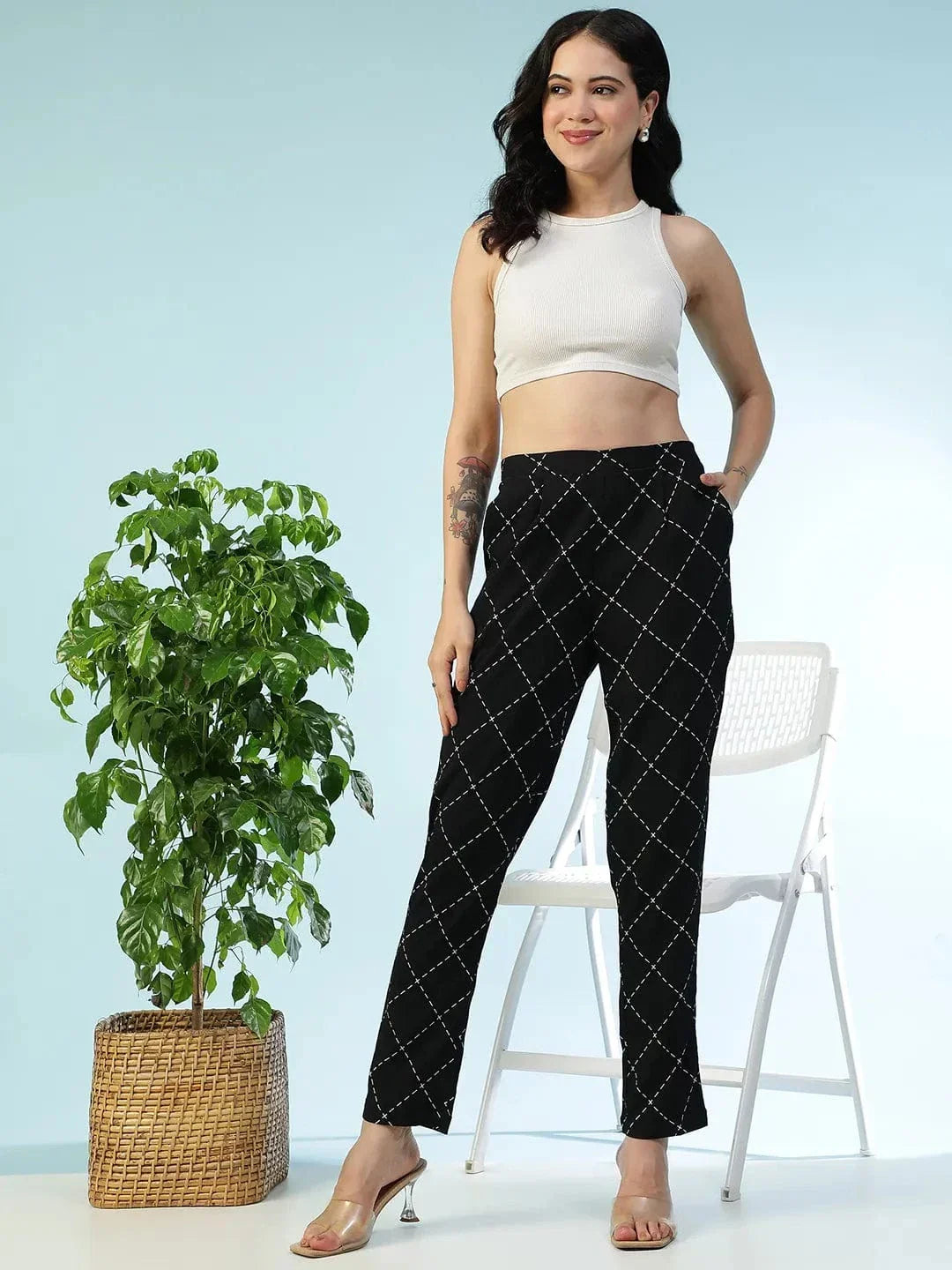 Black Printed Pant