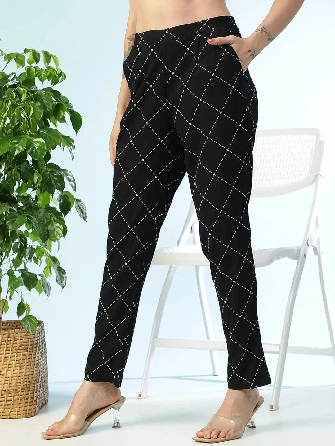 Black Printed Pant