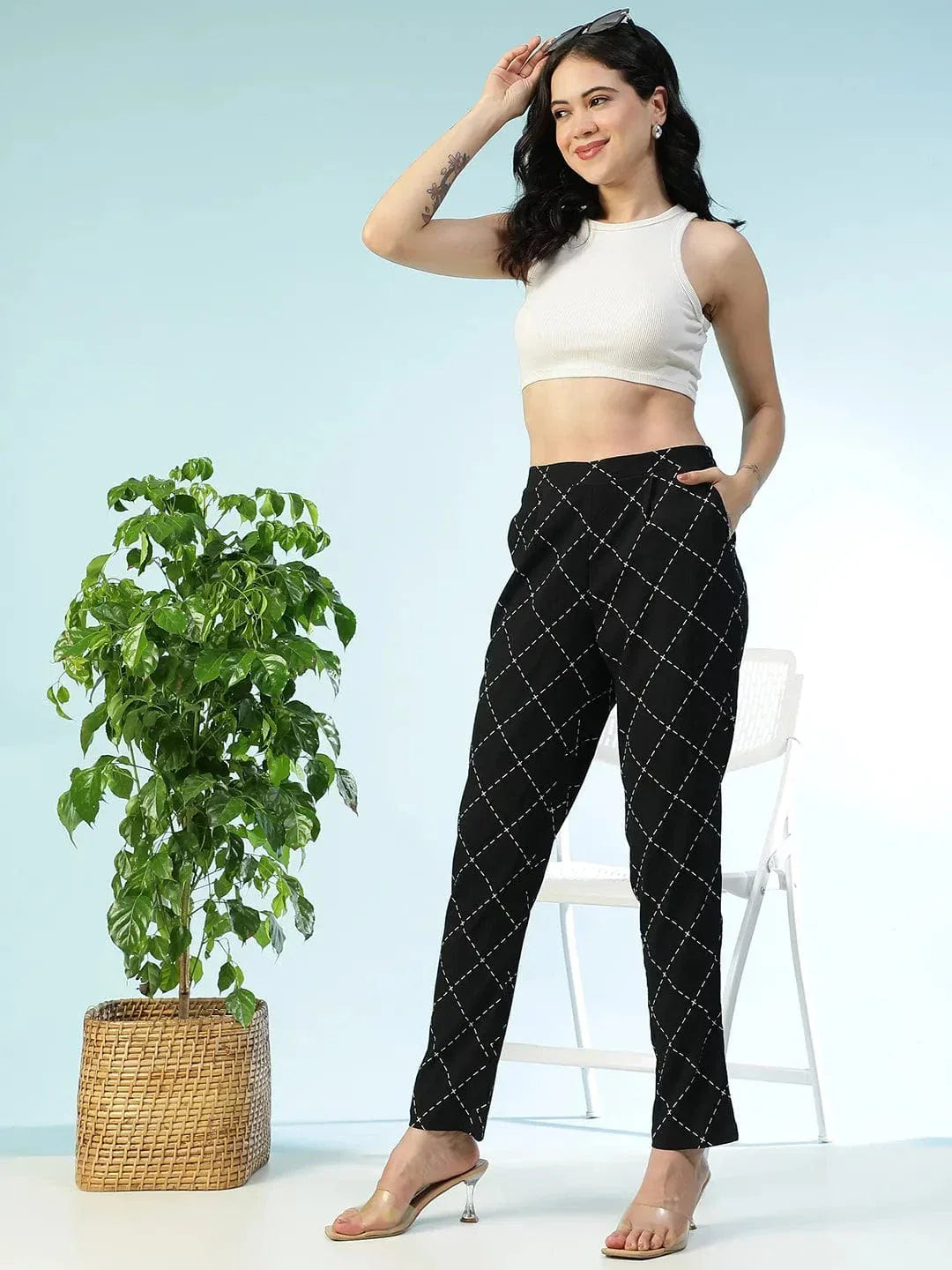 Black Printed Pant