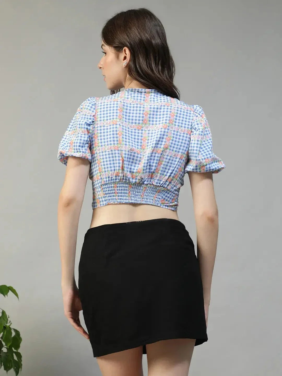 Blue Floral Crop Top