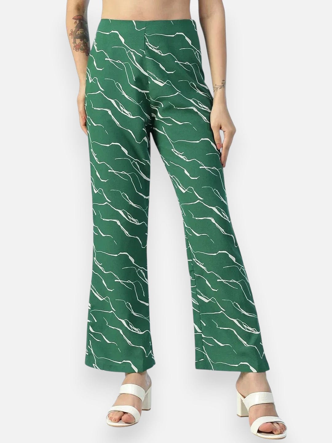 Green Abstract Print Pant