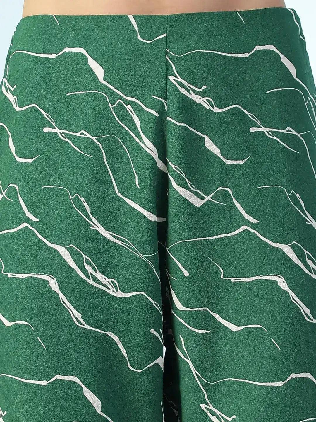 Green Abstract Print Pant