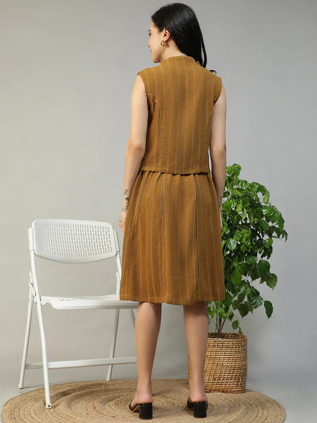 Mustard Stripe Top & Skirt | Co-Ord Set