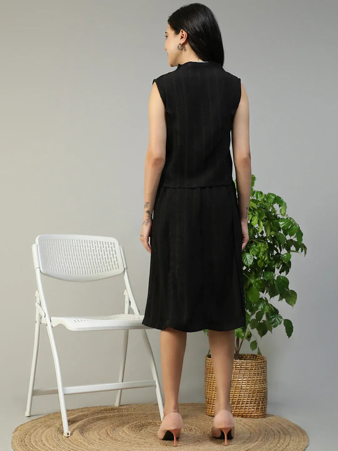 Black Stripe Top & Skirt | Co-Ord Set