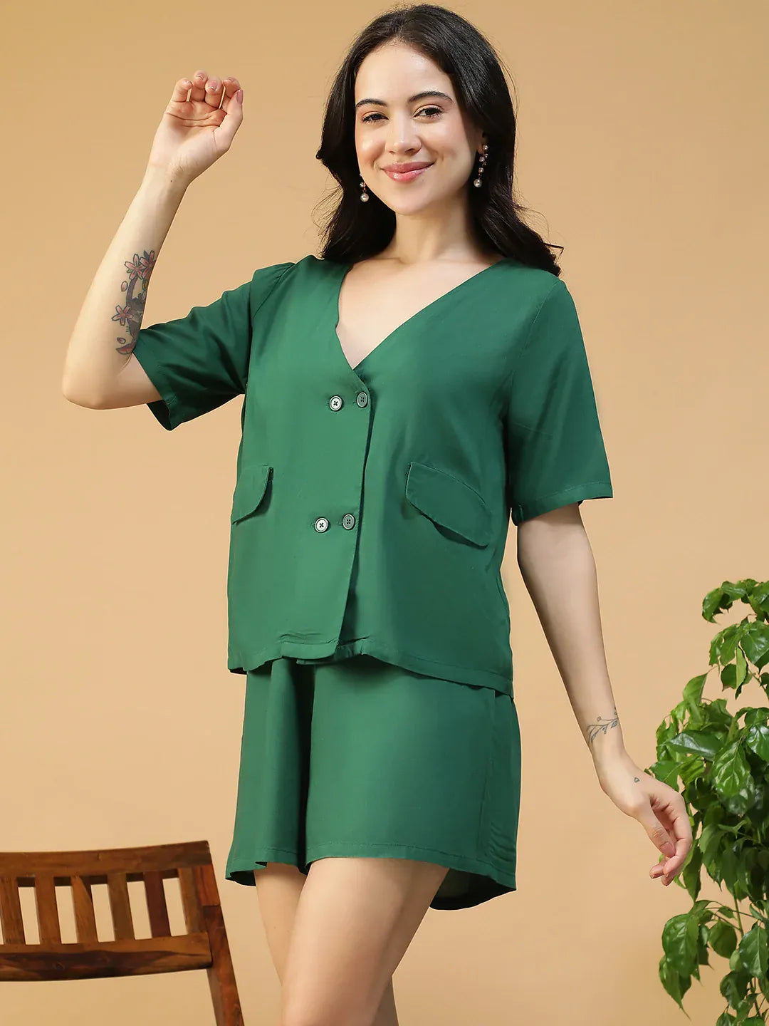 Green Top & Short | Co-Ord Set