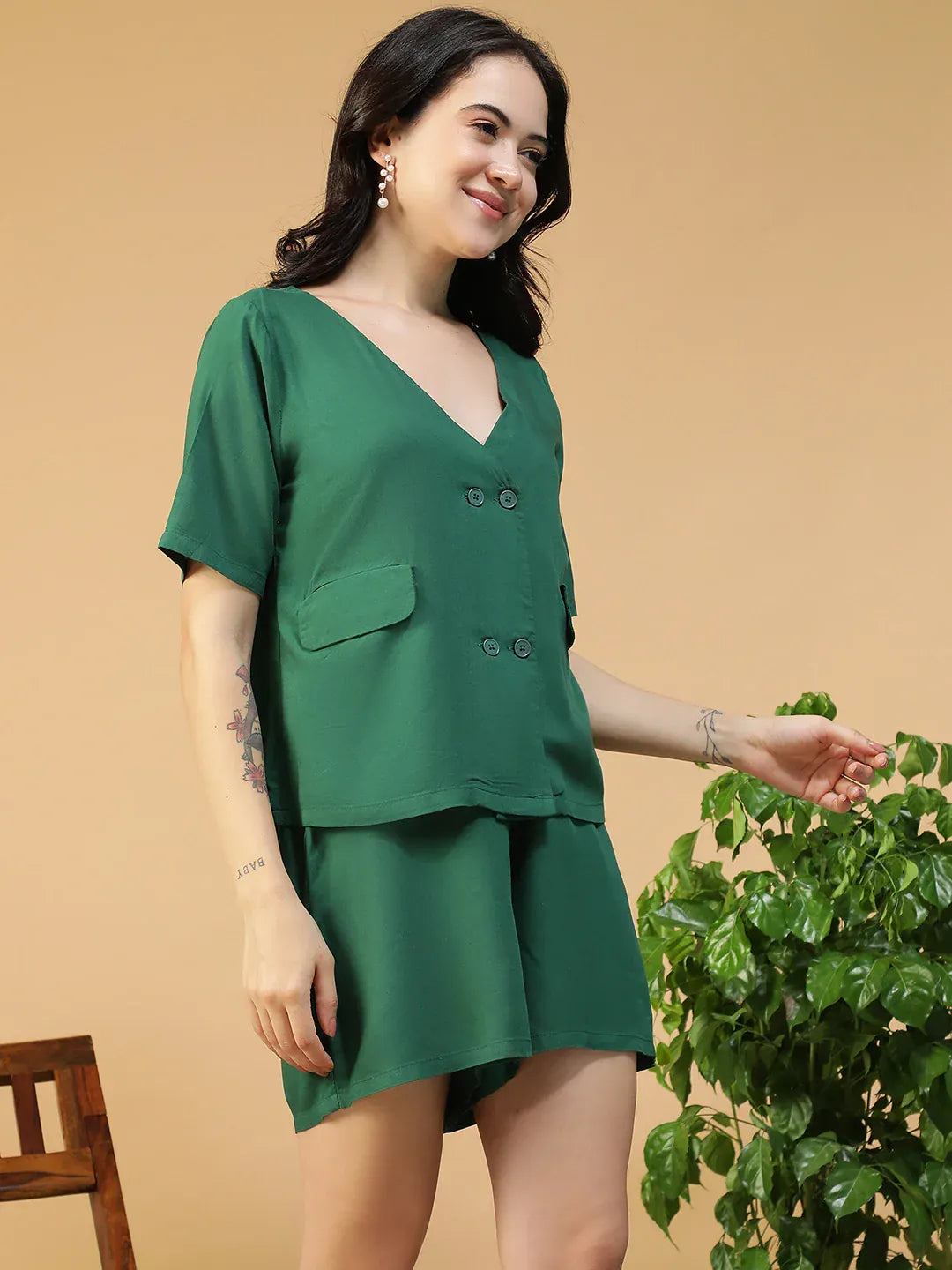 Green Top & Short | Co-Ord Set