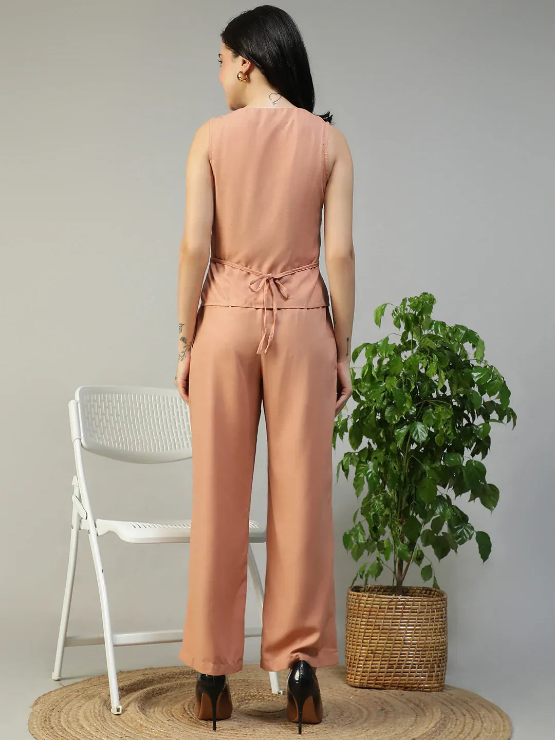 Peach Cotton Linen Co-Ord Set