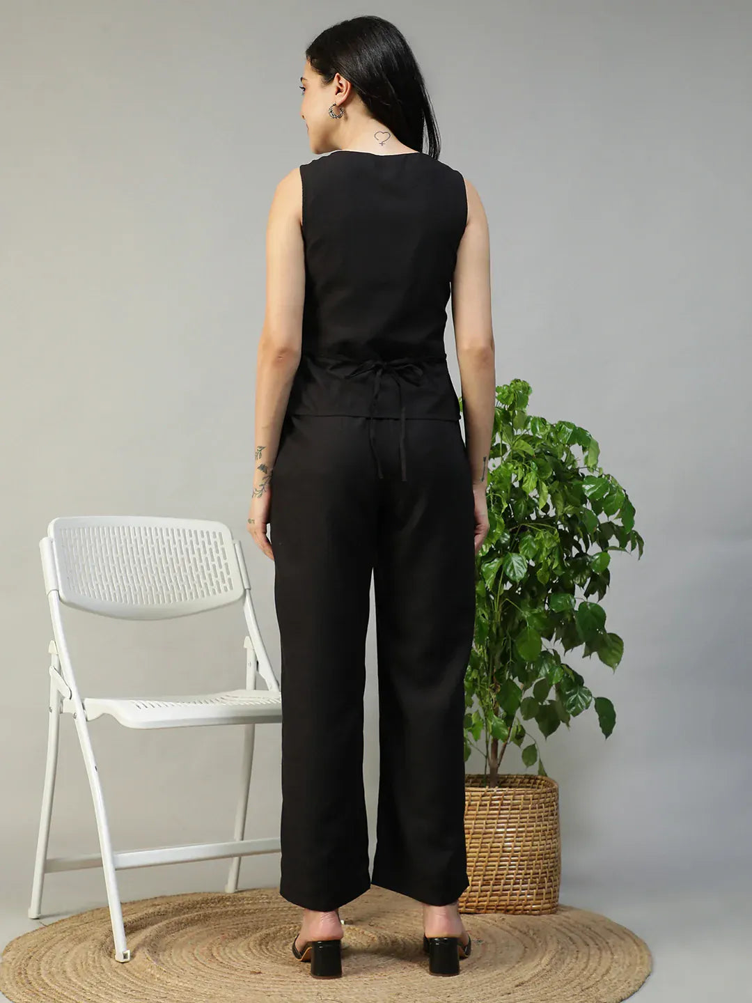 Black Cotton Linen Co-Ord Set