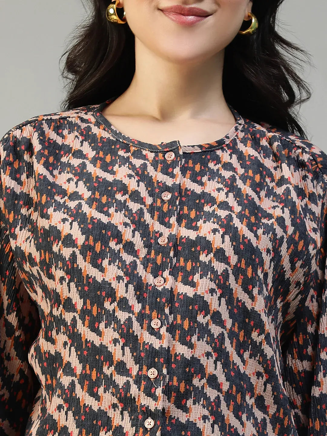 Brown Abstract Print Co-Ord Set