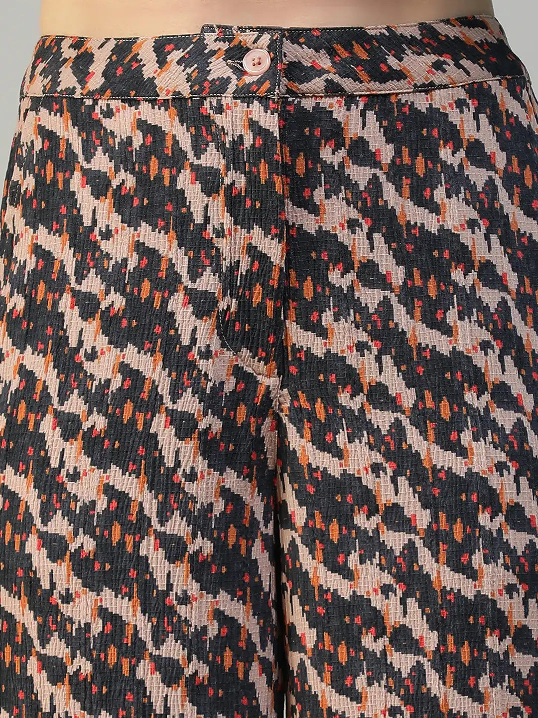 Women Brown Abstract Print Pant