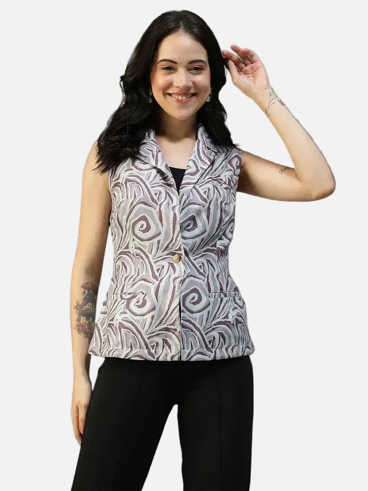 Multicolor Abstract Print Blazer