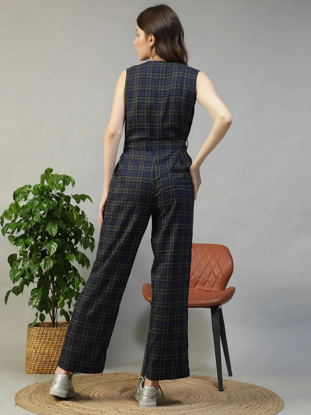 Black Check Jumpsuit