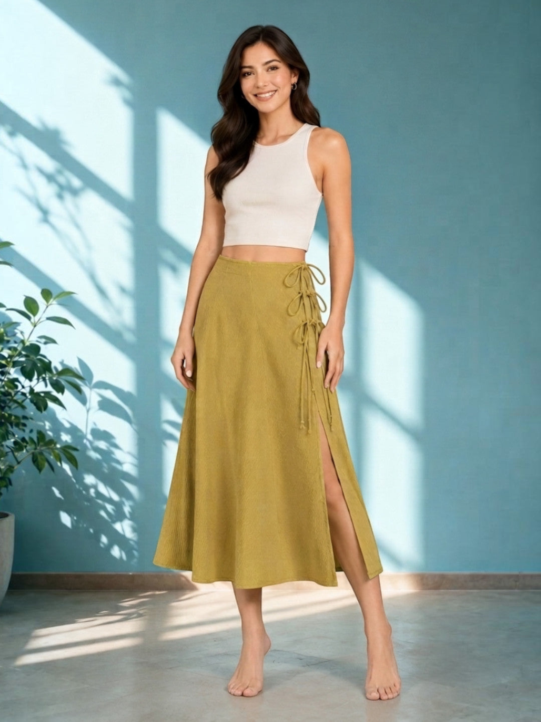Khaki Beachwear Skirt