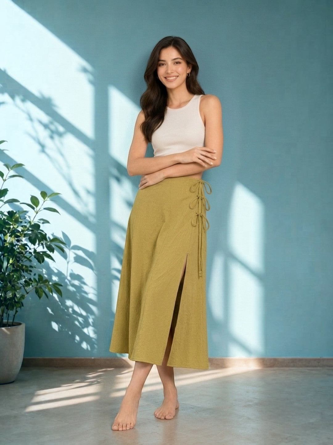 Khaki Beachwear Skirt