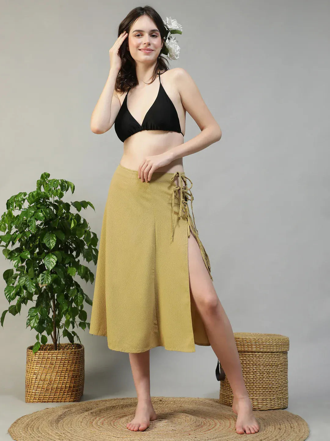 Khaki Beachwear Skirt